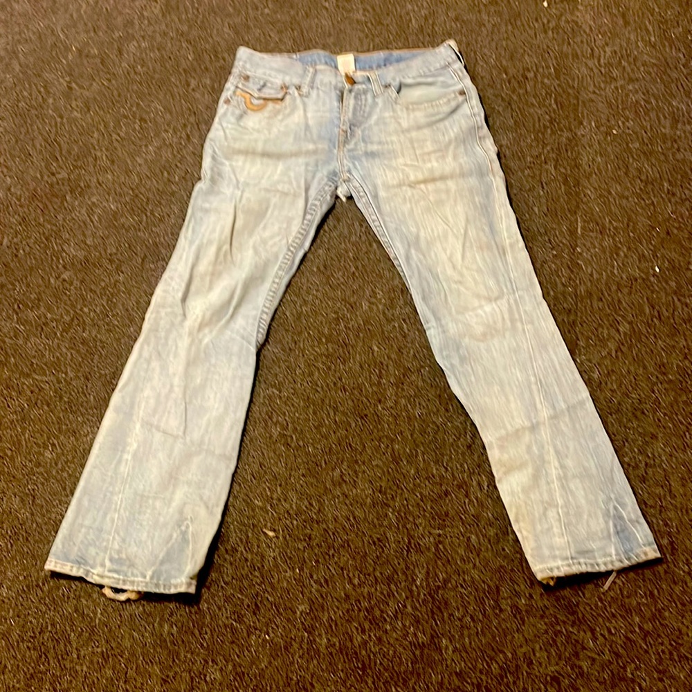 True Religion, Size 36 , slim straight, ‘Rockstar’ jeans , #rippedjeans
